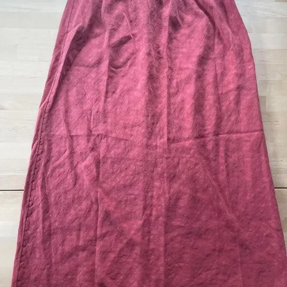 Eileen Fisher Red Silk/Linen Midi Skirt - Picture 3 of 3